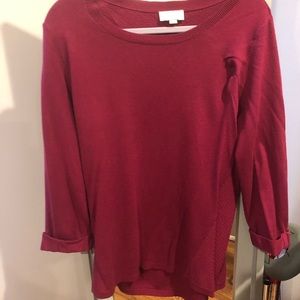 Never worn! Ann Taylor Maroon sweater with textured back.